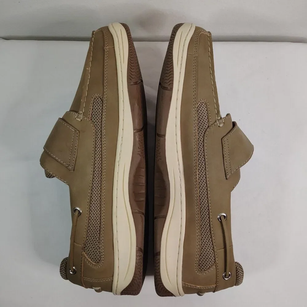 Boca Classics Men's 11W Tan Boat Deck Casual Comfort Shoes Hook Loop